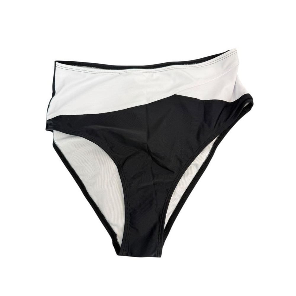 Cupshe NWT White and Black Color Block Crisscross Bikini Set High Waisted Medium - Picture 5 of 10